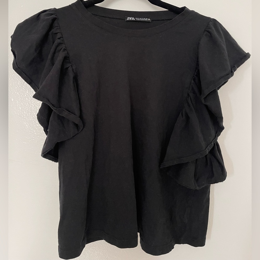 Zara black top with sleeve details